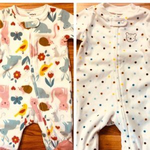 NWT - SET OF TWO - Carter’s one piece sleepers- size 3m